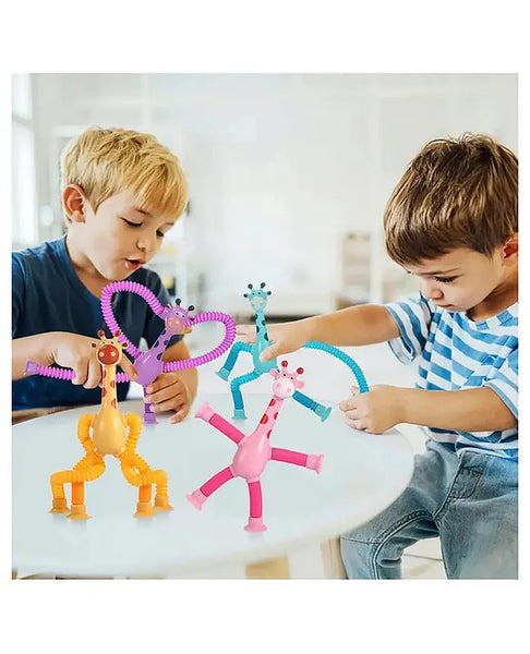 LED Telescopic Suction Cup Giraffe Toy – Shape Changing Sensory Pop Tube for Kids Pack of 1