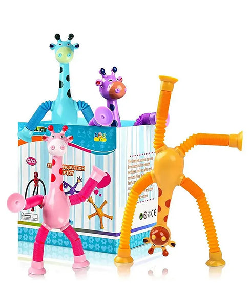 LED Telescopic Suction Cup Giraffe Toy – Shape Changing Sensory Pop Tube for Kids Pack of 1