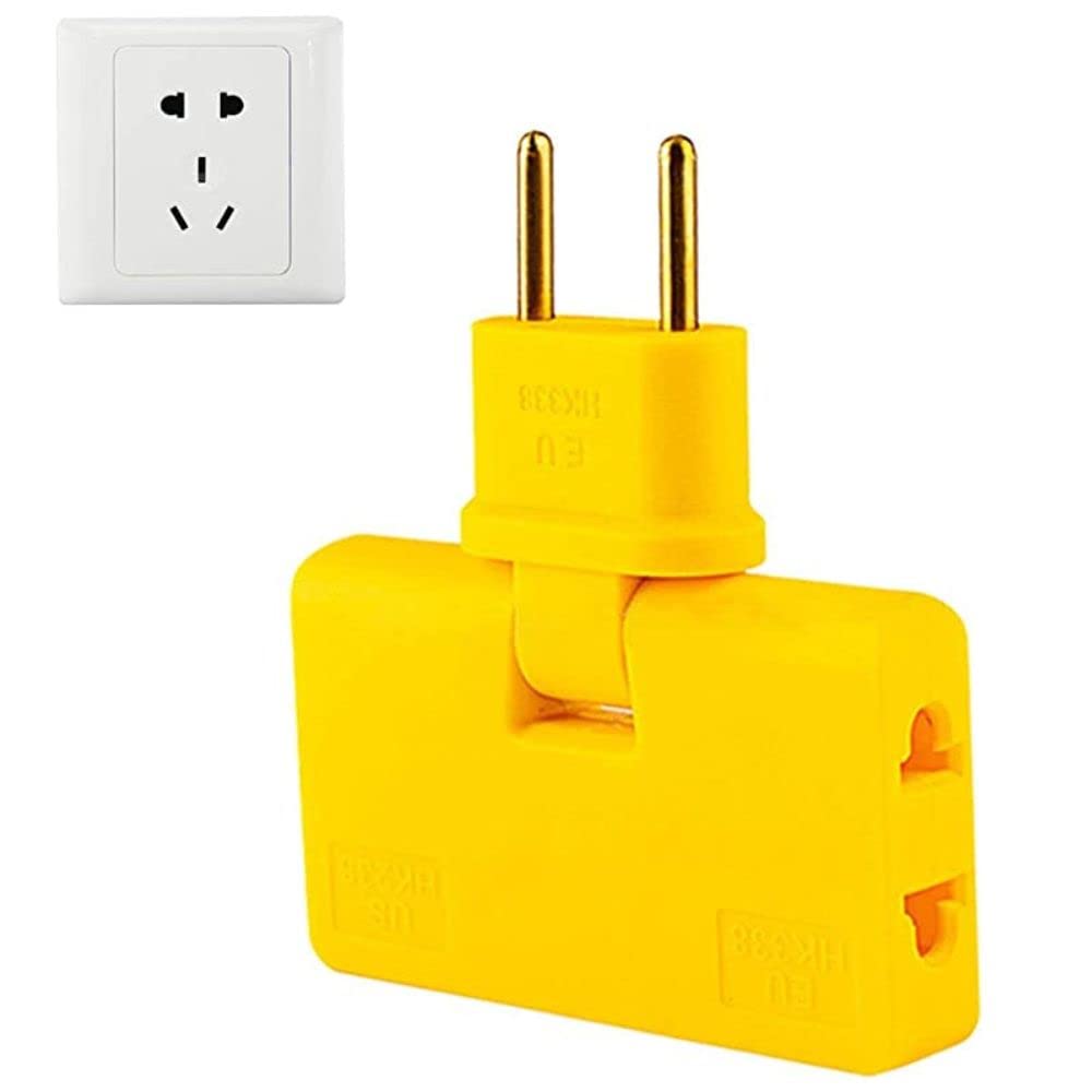 JispMart 3-in-1 plug converter in yellow, designed for versatile charging needs