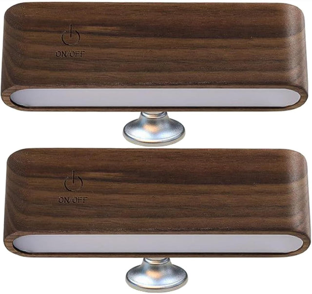 Modern 360 degree magnetic desk lamp in stylish wood finish with simple ON/OFF switch