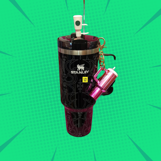 Barbie Stanley Tumbler Combo – 1200ml with Topper & Keychain Design 2 Black