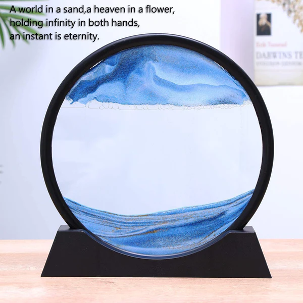 Elegant 3D sand art picture with mesmerizing blue sand patterns for home decor