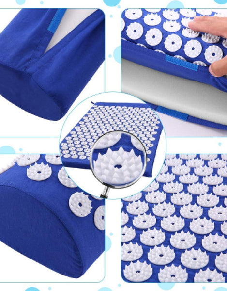 Dropdash acupressure mat and cushion set for relaxation and stress relief with ergonomic design