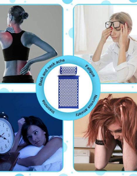 Dropdash acupressure mat and cushion set for relieving back and neck ache and reducing fatigue