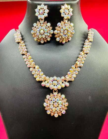 Dropdash Austrian diamond jewelry set featuring a stunning necklace and matching earrings