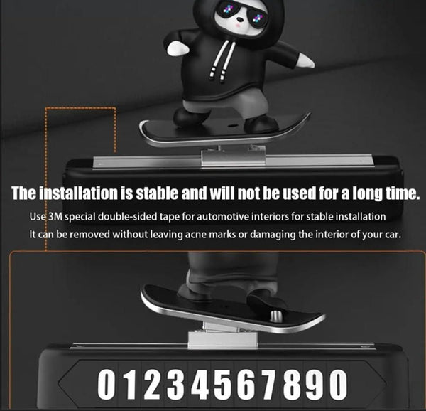 Cute car dashboard decoration featuring a snowboarder figurine with 3M tape for secure attachment