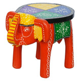 Colorful decorative elephant tray with intricate designs on a round top and vibrant body