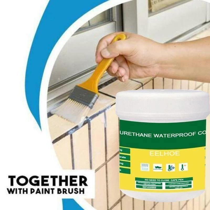Waterproof glue for bathrooms applied with a paint brush sealing bathroom tiles and grout