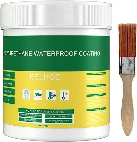 Polyurethane waterproof coating container with brush for applying waterproof glue for bathrooms