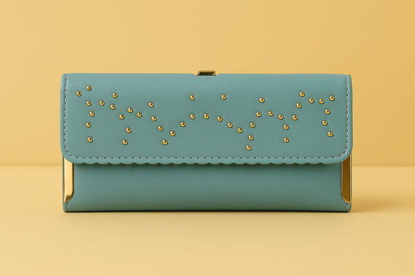 Elegant pink studded clutch with decorative stud detailing for special occasions