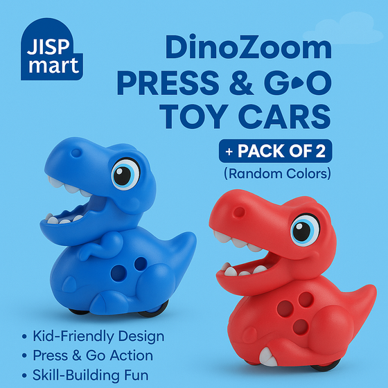 DinoZoom Press & Go Toy Cars – Pack of 2 (Random Colors)