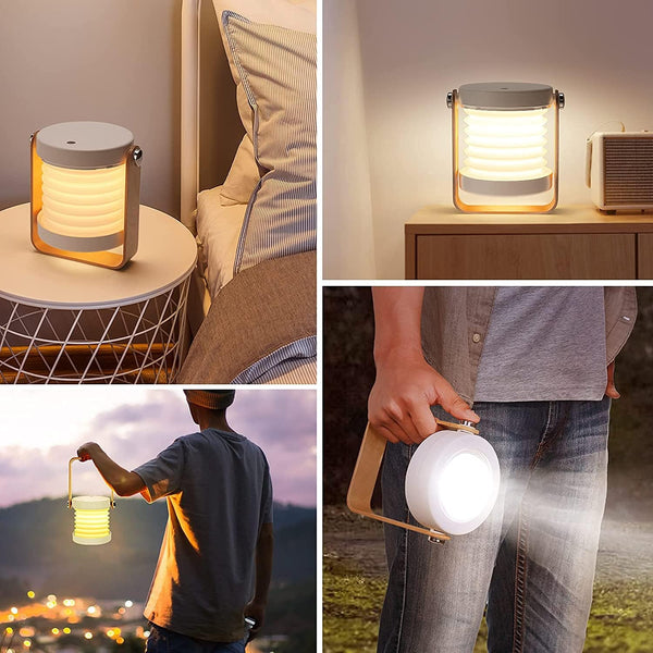 Stylish foldable LED table lamp designed for versatile indoor and outdoor use, featuring a portable design