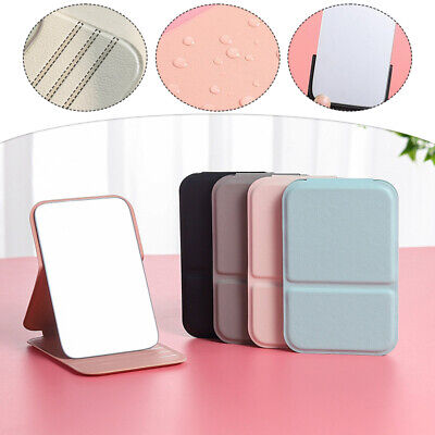 Foldable makeup mirror set in various colors, ideal for travel and easy storage