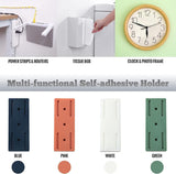 Multi-functional self adhesive power strip holder in blue pink white and green for organizing power strips and routers