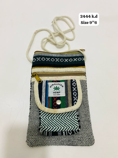 Himalayan hemp crossbody bag with stylish patterns and adjustable strap for everyday use