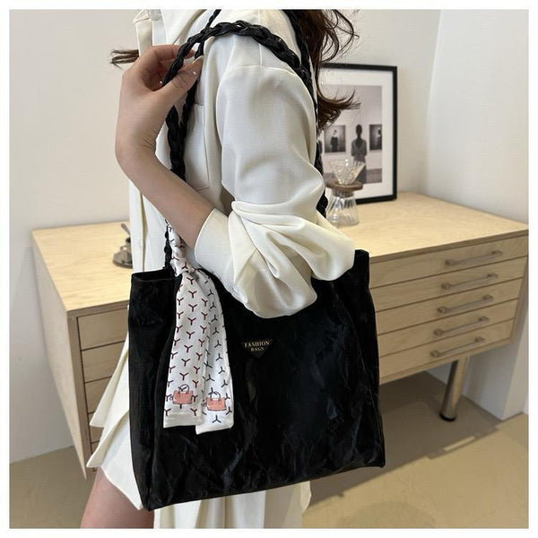 Imported double-shaded tote bag with braided handle, perfect for stylish everyday use