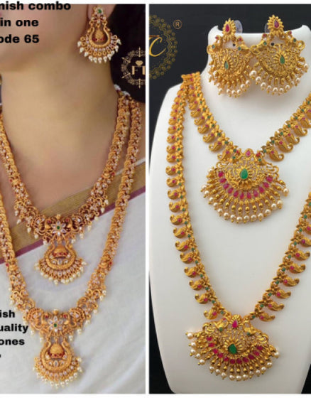 Stunning Indian bridal jewelry set from Dropdash featuring intricate gold finish with colorful stones
