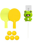 Indoor table tennis trainer set with yellow paddles and balls designed for practice at home