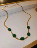 Elegant Dropdash Gold Necklace with Green Gemstones for Valentine's Week Gifts