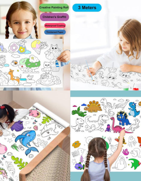 Dropdash kids drawing paper roll in 3 meters, perfect for creative children's activities and graffiti art