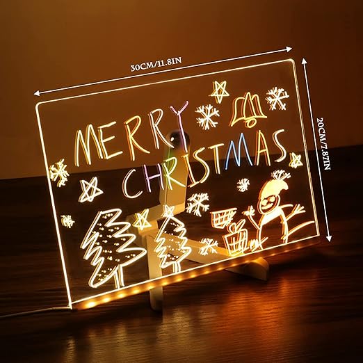 Large LED message board 30x20 cm with festive Merry Christmas design featuring trees and a snowman