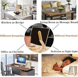 Large LED message board 30x20 cm showcasing various uses in kitchen, living room, office, and bedroom