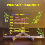 Large LED message board 30x20 cm with a colorful weekly planner design for daily menu display