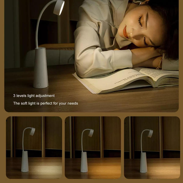 LED study lamp for students with three levels of light adjustment for optimal reading comfort