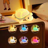 Kawaii LED turtle night light with multiple color options for children's room decor