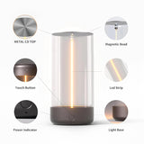 Modern magnetic lamp light with touch button and LED strip, featuring a clear design and power indicator