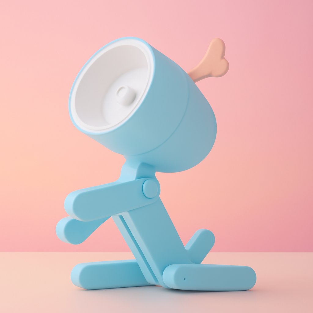 Cute blue mini LED desk lamp designed in an adorable dog shape for playful illumination