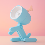 Cute blue mini LED desk lamp designed in an adorable dog shape for playful illumination