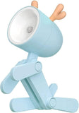 Cute blue mini LED desk lamp with antler design, ideal for workspace or child’s room
