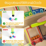 Montessori puzzle game board showing comparison of different beads for educational use