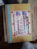 Montessori puzzle game board with colorful maze and various shapes for educational play