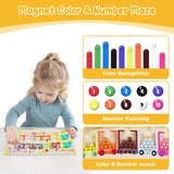 Montessori puzzle game board featuring a magnet color and number maze for early childhood learning