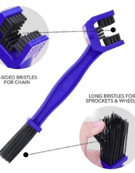 Dropdash motorcycle chain cleaning tool with dual-sided bristles for effective chain cleaning