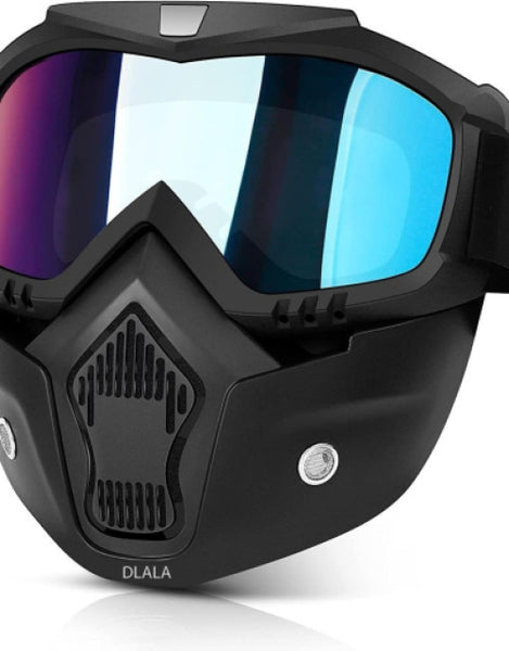Dropdash motorcycle protective goggles with sleek black frame and mirrored lenses for optimal visibility
