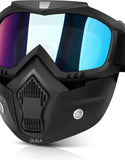 Dropdash motorcycle protective goggles with mirrored lenses and adjustable strap for enhanced safety
