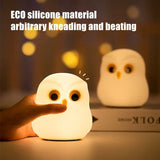 Owl LED Night Light for Kids made from eco-friendly silicone, soft and easy to knead for interactive fun