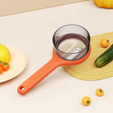 Ergonomic peeler with storage for utensils, featuring a clear container for easy food prep and organization