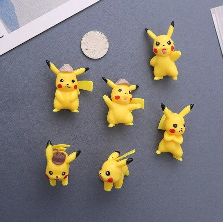 Pikachu action figure set featuring six cute Pikachu figures in various poses and expressions