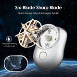 Portable electric shaver with six sharp blades for quick shaving without skin damage