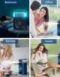 Dropdash portable humidifier air cooler used in bedroom, office, kitchen, and home for versatile cooling