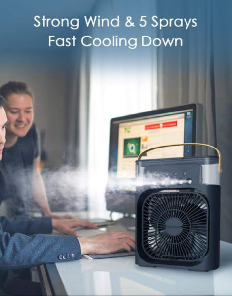 Dropdash portable humidifier air cooler with strong wind and five spray settings for fast cooling
