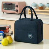 Navy portable lunch bag with pocket, perfect for keeping meals fresh and organized