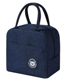 Navy blue portable lunch bag with pocket, durable and stylish for everyday use