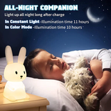 Kawaii rechargeable bunny night lamp providing soft light for children at bedtime