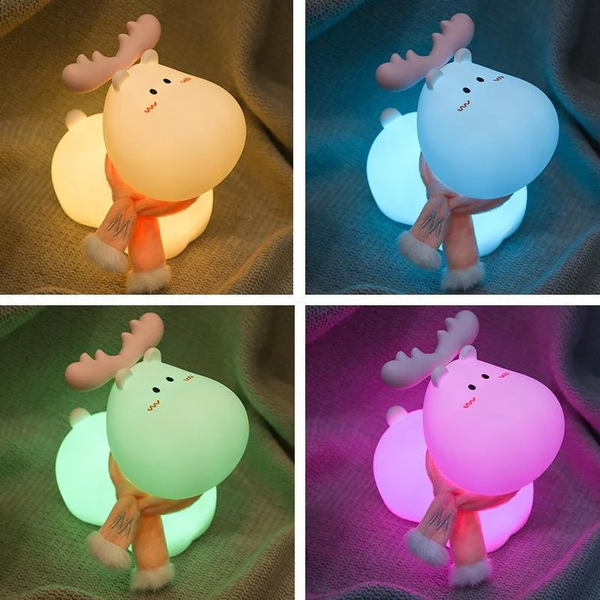 Adorable reindeer touch lamp for kids with changing colors and soft glow for bedtime comfort