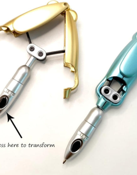 Dropdash retractable writing pen with a playful design and transformation feature